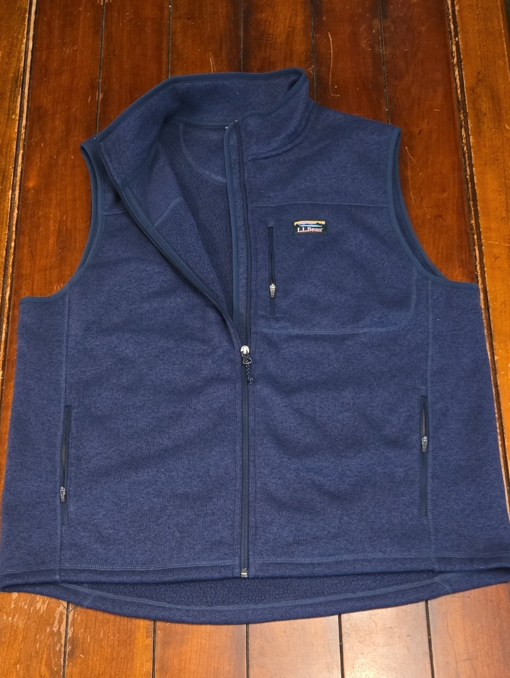 L.L. Bean Men’s Navy Fleece Vest with Zip Pockets